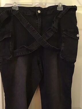 Dark Wash Overalls with Cross-Back Straps